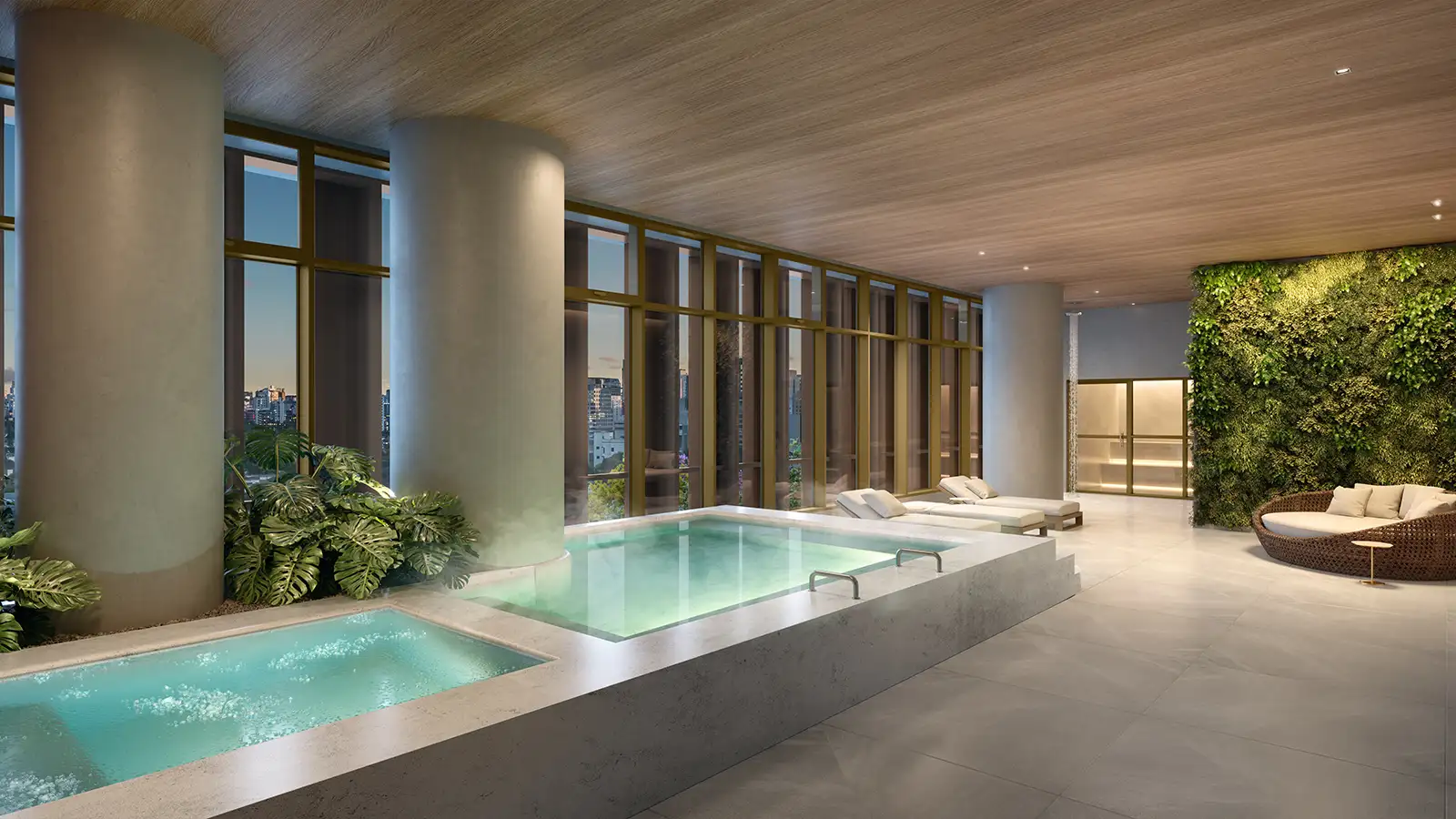 Spa com cold plunge e hidromassagem